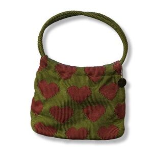 The Sak Green and Red Heart Patterned Women's Bag